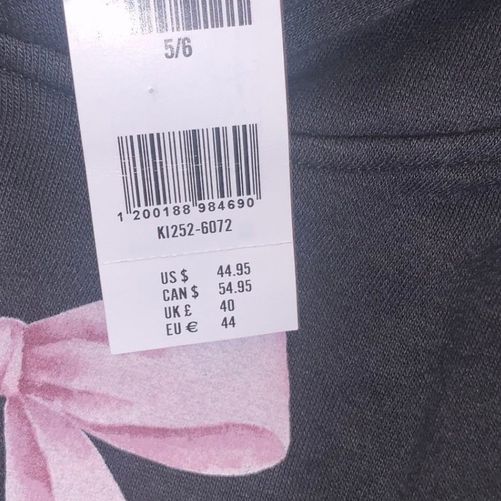 Abercrombie Kids Girls Grey Pink Bow Graphic Hoodie Sweatshirt Size 5/6 NEW - Picture 10 of 11